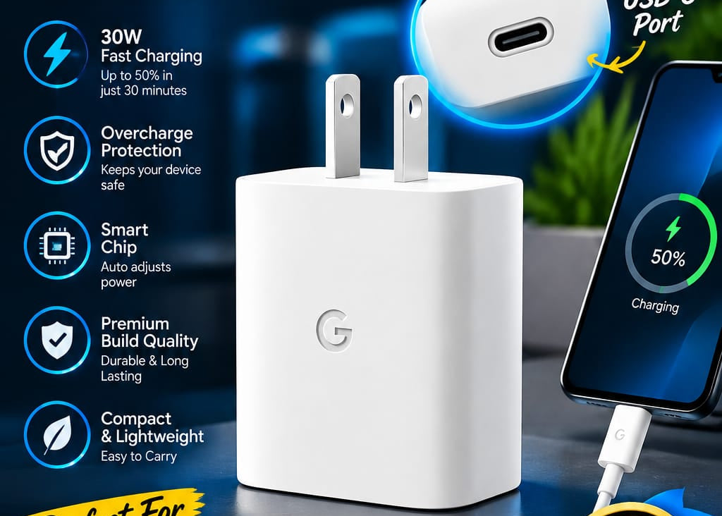 Google Pixel 30W USB-C Fast Charger β Power Adapter