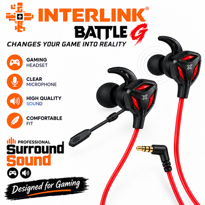 Gaming Earphones – Wired In-Ear Headset with Clear Mic & Powerful Sound